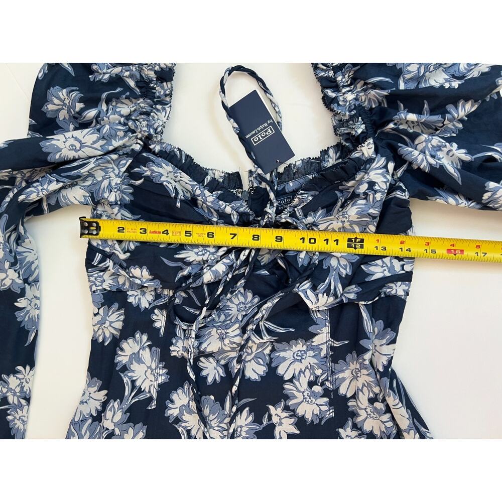 Polo Ralph Lauren Bloom Gathered Floral Cotton Cocktail Midi Dress Sz 6 $598 - Picture 14 of 16